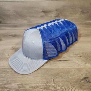 Blank Lot of 9 Port Authority Original  Blue Gray Trucker Style Hat